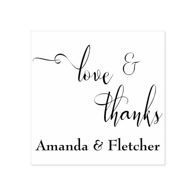Liebe & Dank eleganter Script Typografie mit Namen Gummistempel (Prägung)