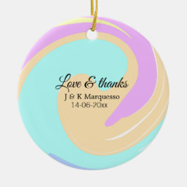 Liebe & Dank farbenfroher Marmorhochzeit Keramik Ornament