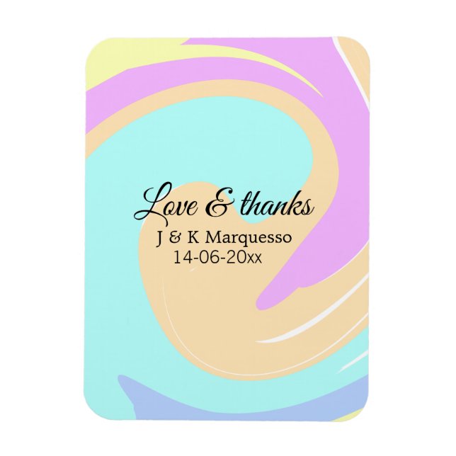 Liebe & Dank farbenfroher Marmorhochzeit Magnet (Vertikal)