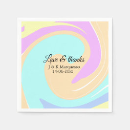 Liebe & Dank farbenfroher Marmorhochzeit Serviette