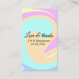 Liebe & Dank farbenfroher Marmorhochzeit Visitenkarte