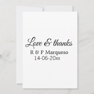 Liebe & Dank füge Paarname Hochzeit Datum Jahr hin Einladung