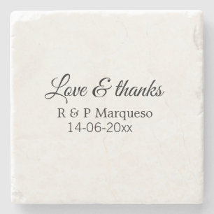 Liebe & Dank füge Paarname Hochzeit Datum Jahr hin Steinuntersetzer