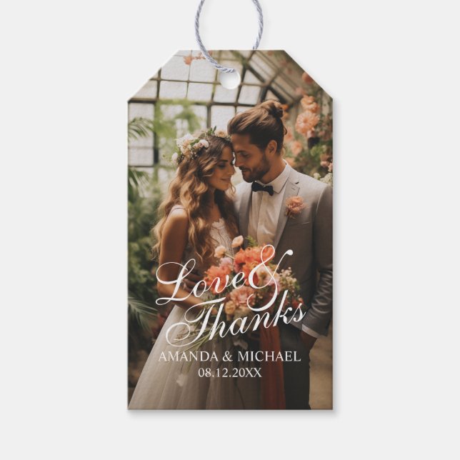 'Liebe & Dank' Gastgeschenk Hochzeit für benutzerd Geschenkanhänger (Vorderseite)