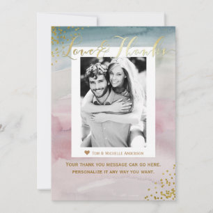 Liebe & Dank Glam Watercolor Gold Vielen Dank Foto Dankeskarte