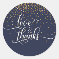 Liebe & Dank, Gold Confetti mit Mitternacht Blue