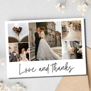Liebe Dank Hochzeit Elegante Fotocollage Dankeskarte