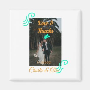 Liebe & Dank Hochzeitskärtchen Foto modern hinzufü Magnet