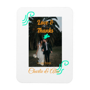 Liebe & Dank Hochzeitskärtchen Foto modern hinzufü Magnet
