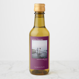 Liebe & Dank Magenta oder Berry Wedding Foto Mini Weinetikett