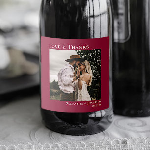 Liebe & Dank Minimal Cranberry Red Foto Hochzeit