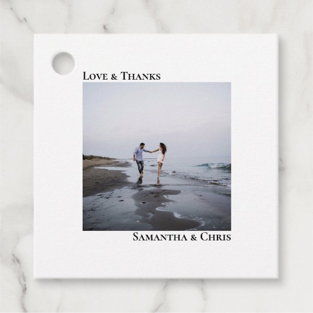 Liebe & Dank Minimalistischer Hochzeit Einfaches F Geschenkanhänger (Vorderseite)