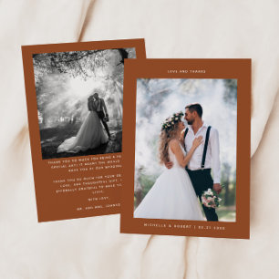 Liebe & Dank Minimalistischer Hochzeit Foto Terrac Dankeskarte