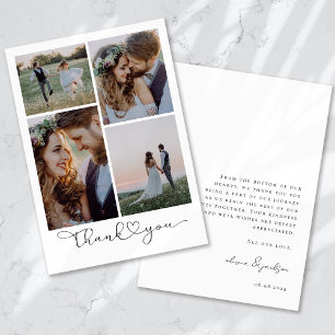 Liebe & Dank Modern Four Foto Wedding Vielen Dank Dankeskarte
