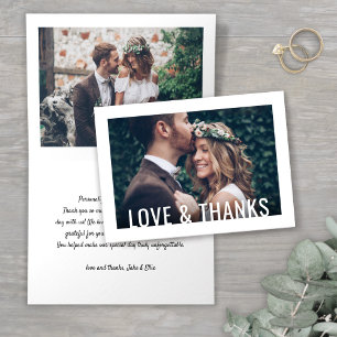 Liebe & Dank Modern Simple Border 2 Foto Wedding Dankeskarte