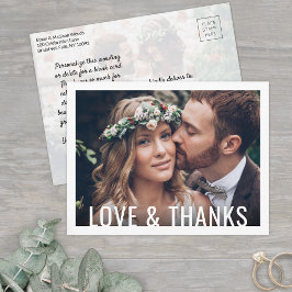 Liebe & Dank Modern Two Foto Wedding Vielen Dank Postkarte