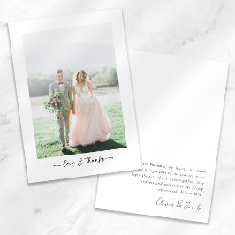 Liebe & Dank Moderne Minimalistische Foto Hochzeit Dankeskarte