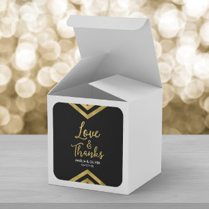 Liebe & Dank moderner Imitate Gold Zickzack Geomet Quadratischer Aufkleber