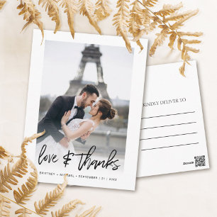 Liebe & Dank Modernes Foto Vielen Dank Postkarte