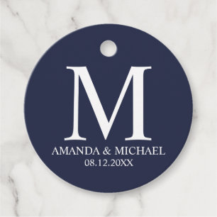 'Liebe&Dank' Navy Blue and White Elegante Wedding Geschenkanhänger