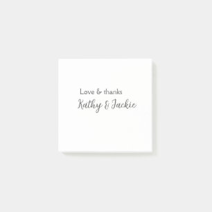 Liebe & Dank Paarnamen Hochzeit einfach minimal  Post-it Klebezettel