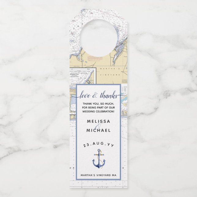 Liebe dank Personalisierter Note + Ankerpunkt Flaschenanhänger (Vorderseite)