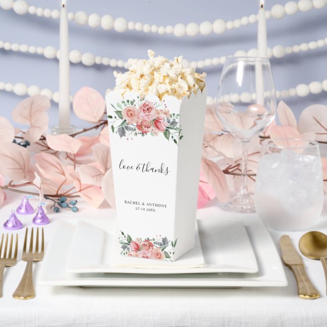 Liebe & Dank rosa Rose Wasserfarbe Hochzeitsziton Geschenkschachtel (Hochzeit)