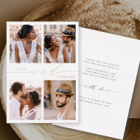 Liebe & Dank Rose Gold Foil Foto Danke Karte