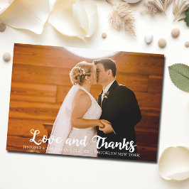 Liebe & Dank schlichtes Foto für Hochzeiten Dankeskarte