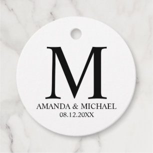 'Liebe & Dank' Schwarz-Weiß-Hochzeit Geschenkanhänger