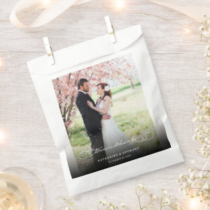 Liebe & dank Script Calligraphy Foto Wedding Geschenktütchen
