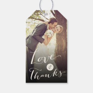 Liebe & dank Script Kalligraphie Hochzeitszettel Geschenkanhänger