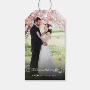 Liebe & dank Script Kalligraphie Hochzeitszettel Geschenkanhänger