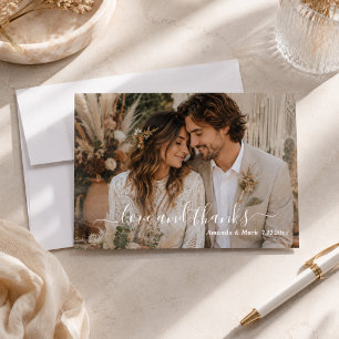 Liebe & Dank Skript Foto Boho Hochzeit Dankeskarte
