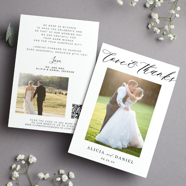 Liebe dank Skript-Foto QR-Code Hochzeit danke Karte (Von Creator hochgeladen)