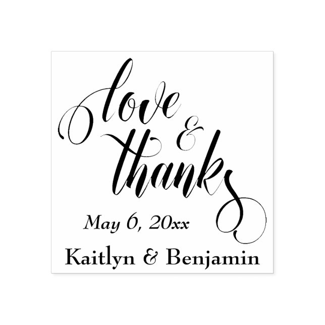 Liebe & Dank Skript mit/ Ihre Details ausarbeiten Gummistempel (Prägung)