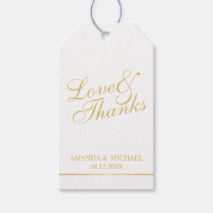 'Liebe & Dank' White & Gold Elegante Hochzeit Gefa Geschenkanhänger