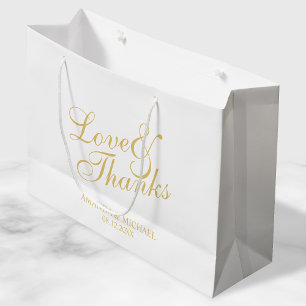 'Liebe & Dank' White & Gold Elegante Hochzeit Gefa Große Geschenktüte