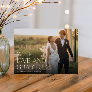 Liebe & Dankbarkeit Gold Foil Hochzeit Danke Karte