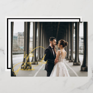 Liebe & Dankbarkeit Goldfolie Hochzeit Danksagungs Folieneinladung
