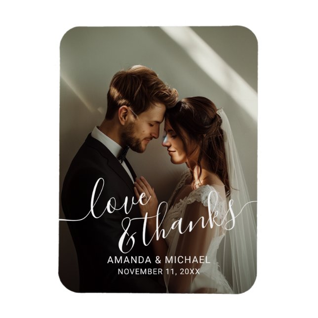 'Liebe & Dankbarkeit' Individuelles Hochzeitsgesch Magnet (Vertikal)