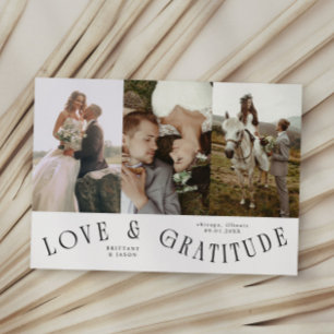 Liebe & Dankbarkeit Weiße Multi-Hochzeitsfoto Dankeskarte