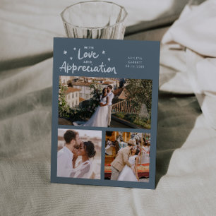Liebe Dankbarkeits-Hochzeit Multi-Foto Schieferbla Dankeskarte