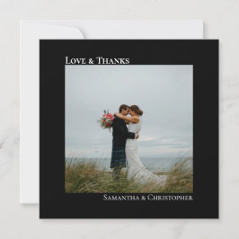Liebe danke Black Minimal Wedding Foto Vielen Dank Mitteilungskarte