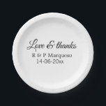 Liebe & danke fügen Ehegatten Namen Hochzeit hinzu Pappteller<br><div class="desc">Für Liebhaber wie uns</div>