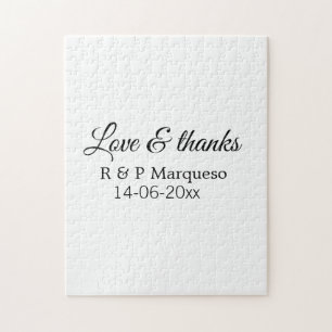 Liebe & danke fügen Ehegatten Namen Hochzeit hinzu Puzzle