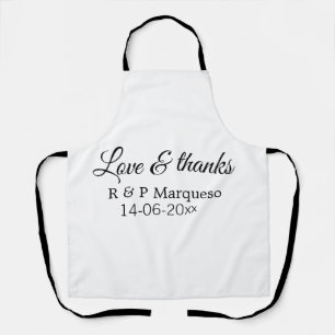 Liebe & danke fügen Ehegatten Namen Hochzeit hinzu Schürze