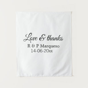 Liebe & danke fügen Ehegatten Namen Hochzeit hinzu Wandteppich