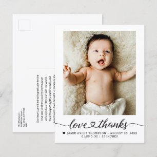 Liebe Danke Herz Schrift Baby Foto Geburt Postkarte