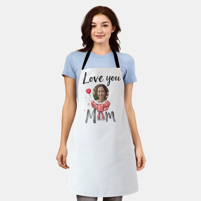 Liebe, dass du Mama mit personalisiertem Pic Schürze (Getragen)